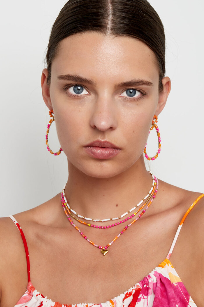 Collier de perles colorées avec breloque coeur - orange/multi Image2